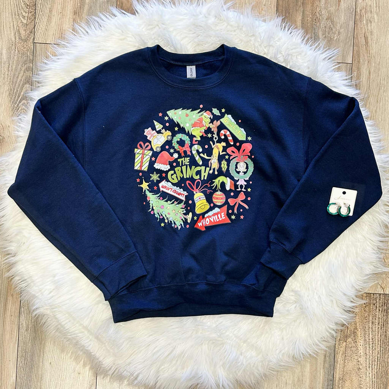 Women’s Navy Grinch Crewneck