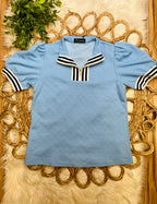 Women’s Evermmee Blue Collar Puff Sleeve Top