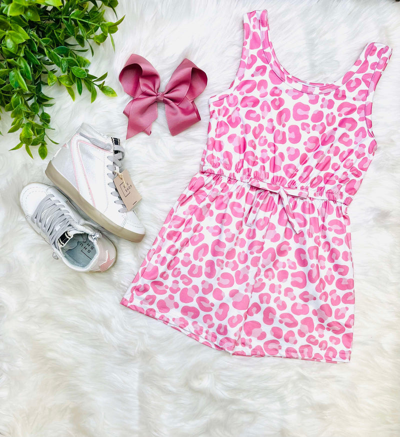 Girls Pink Leopard Romper