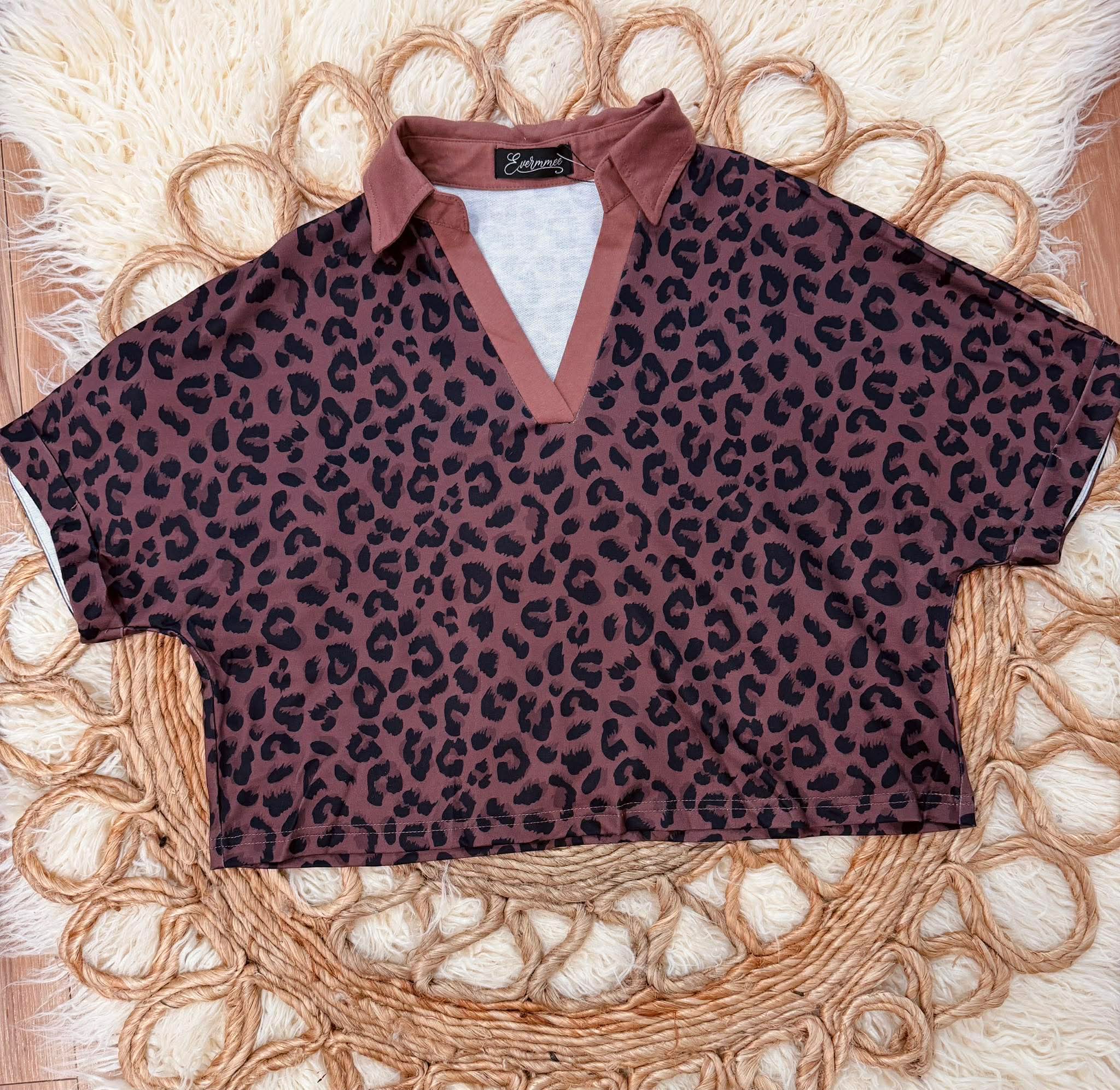 Women’s Collared Cheetah Print Short Set