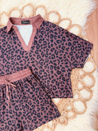 Women’s Collared Cheetah Print Short Set