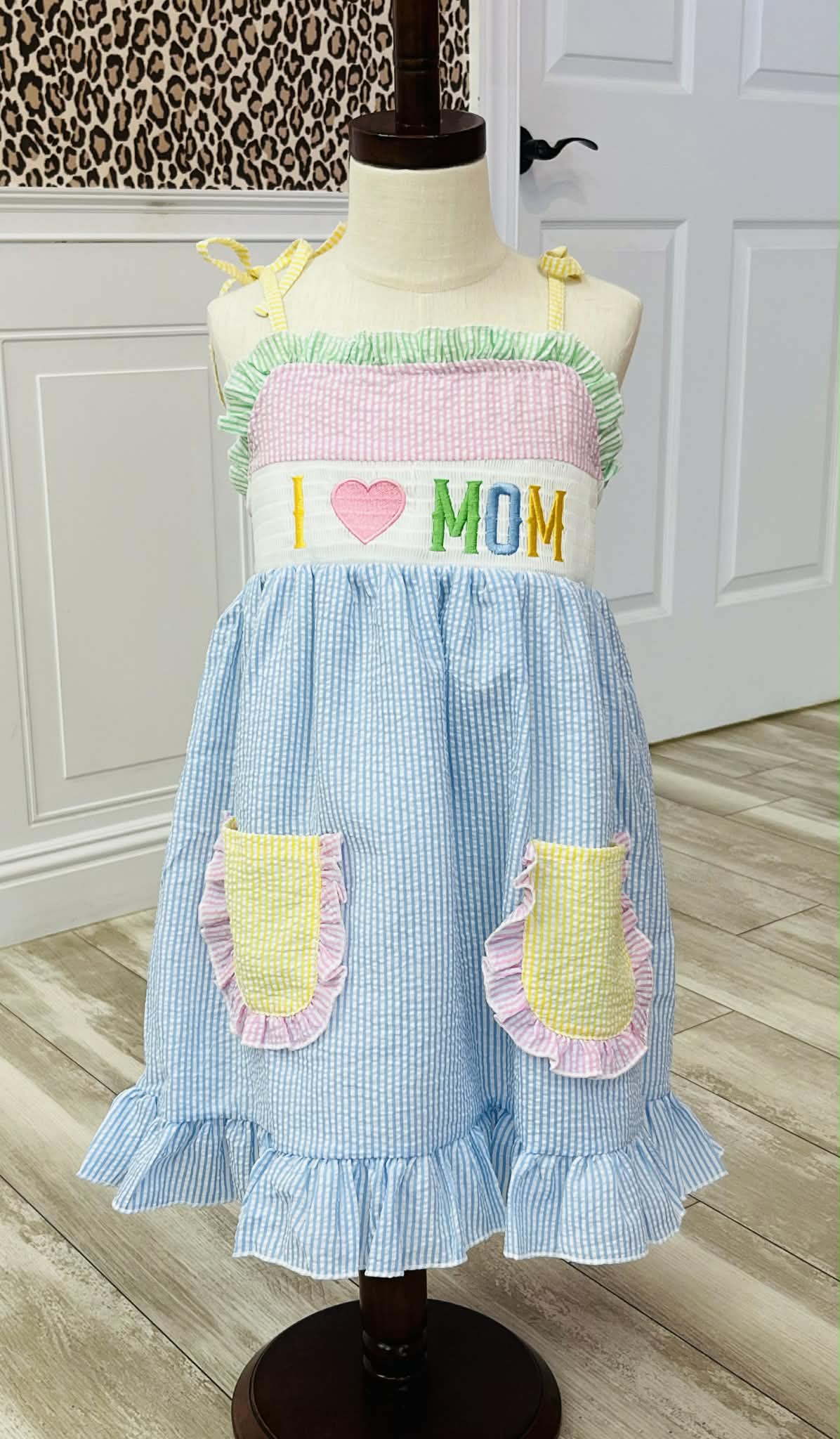 Girls I love mom girls smocked dress