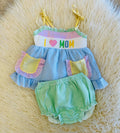 Girls I love mom baby bloomer outfit