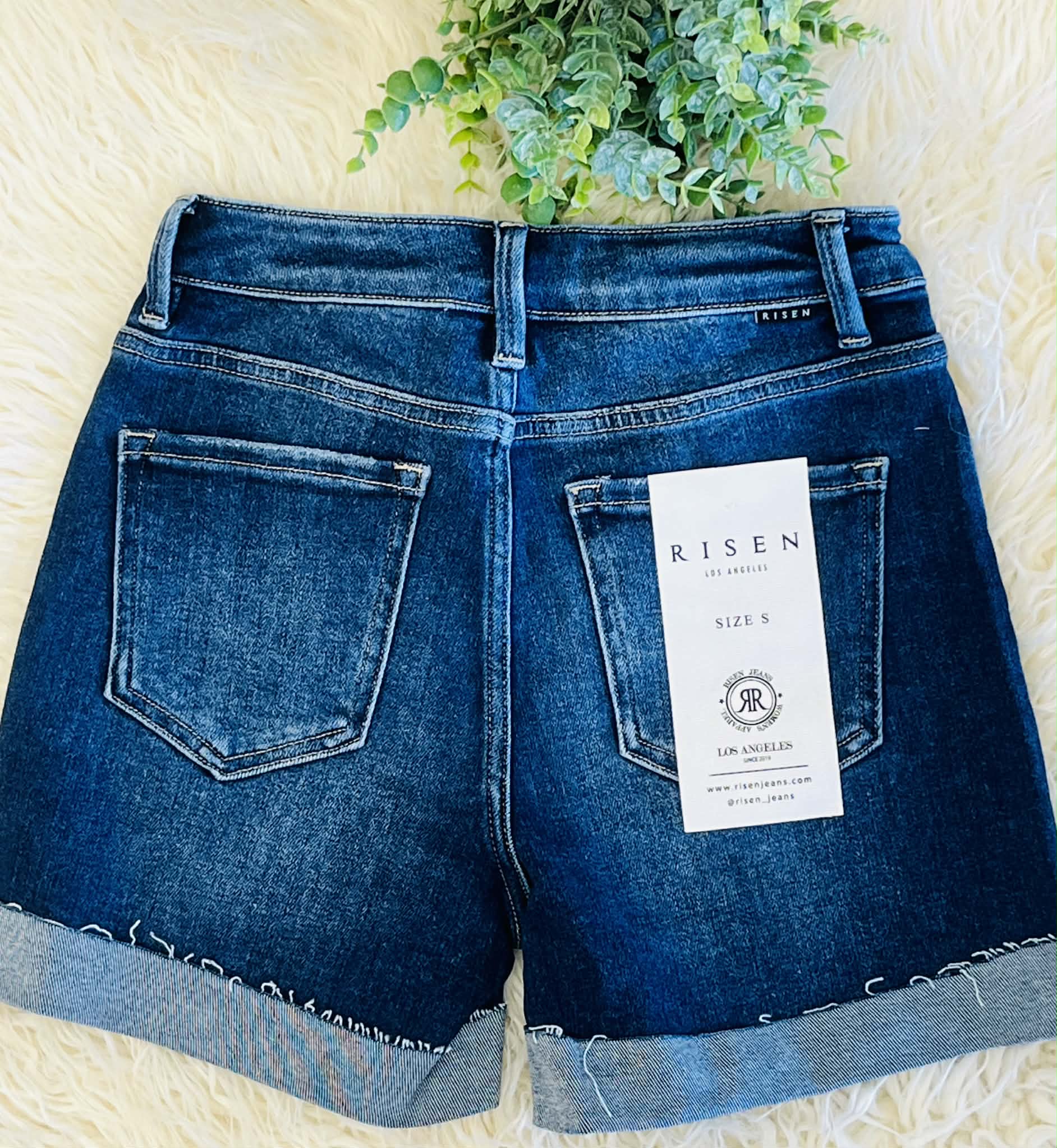 Women’s Dark Risen High Rise Cuffed Denim Shorts