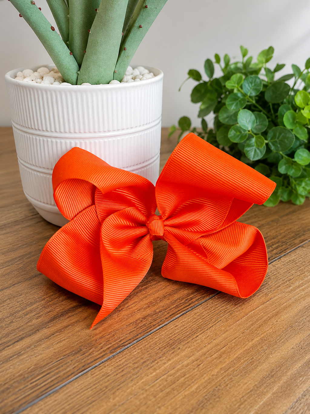 Hair Bow 6” Alligator Clip - Pumpkin Orange