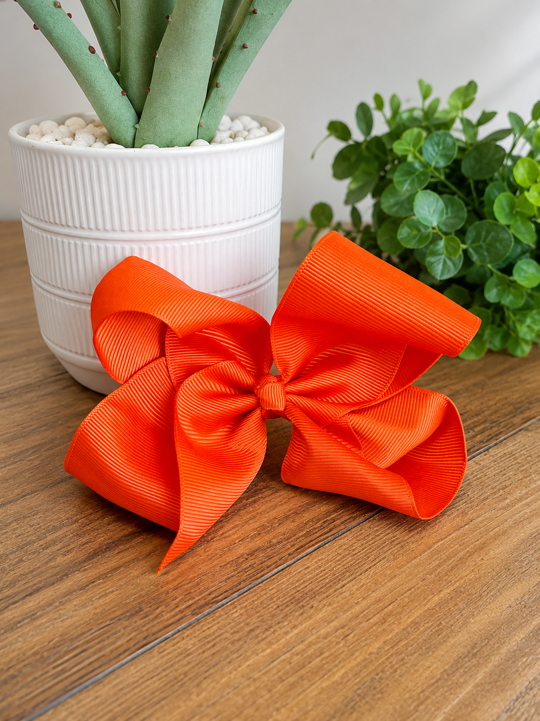 Hair Bow 6” Alligator Clip - Pumpkin Orange