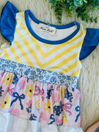 Girls Sunny Striped Floral Ruffle Romper