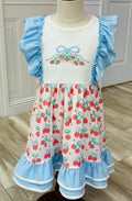 Girls Strawberry Embroidered Ruffle Dress