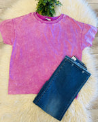 Women’s Zenana Bright Mauve Acid-Wash Top Basic