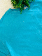 Turquoise Acid Wash Basic Top Women's