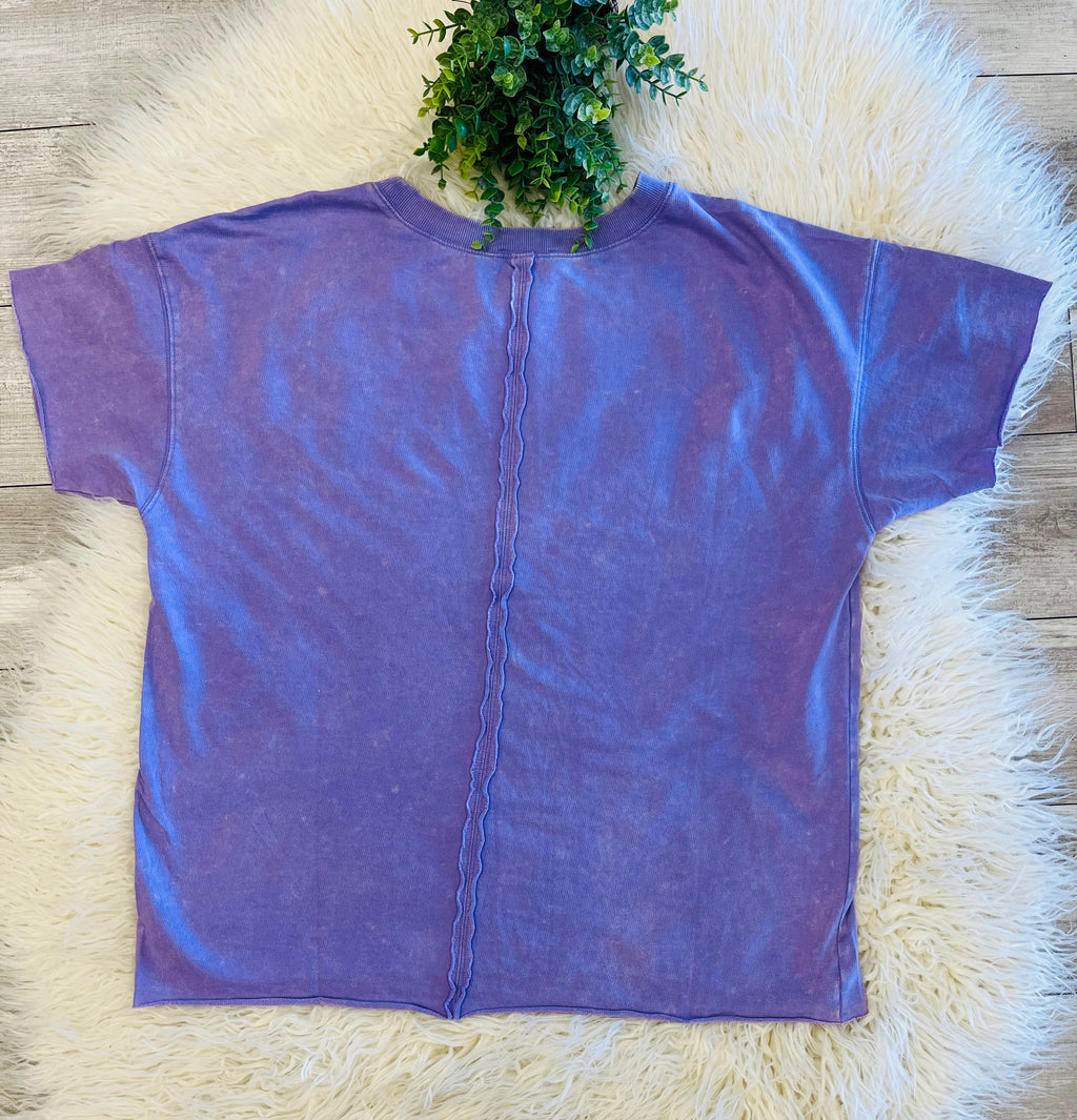 Women’s Zenana Lavender Acid-wash Top Basic