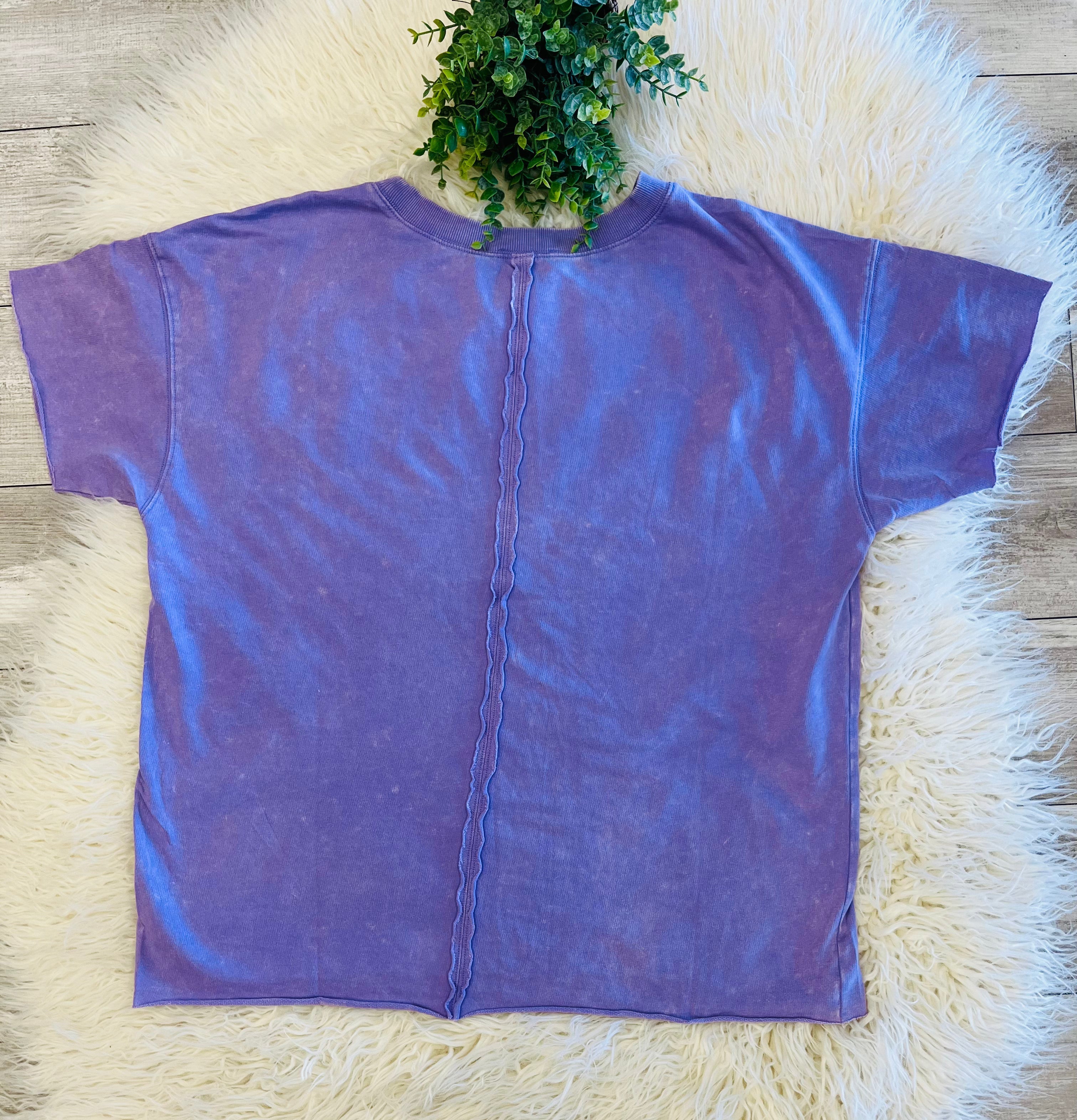 Women’s Zenana Lavender Acid-wash Top Basic