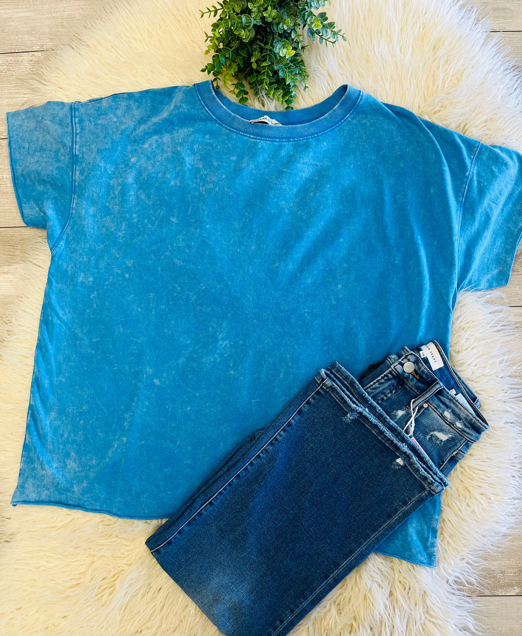 Women’s Zenana Acid-Wash Deep Sky Top Basic