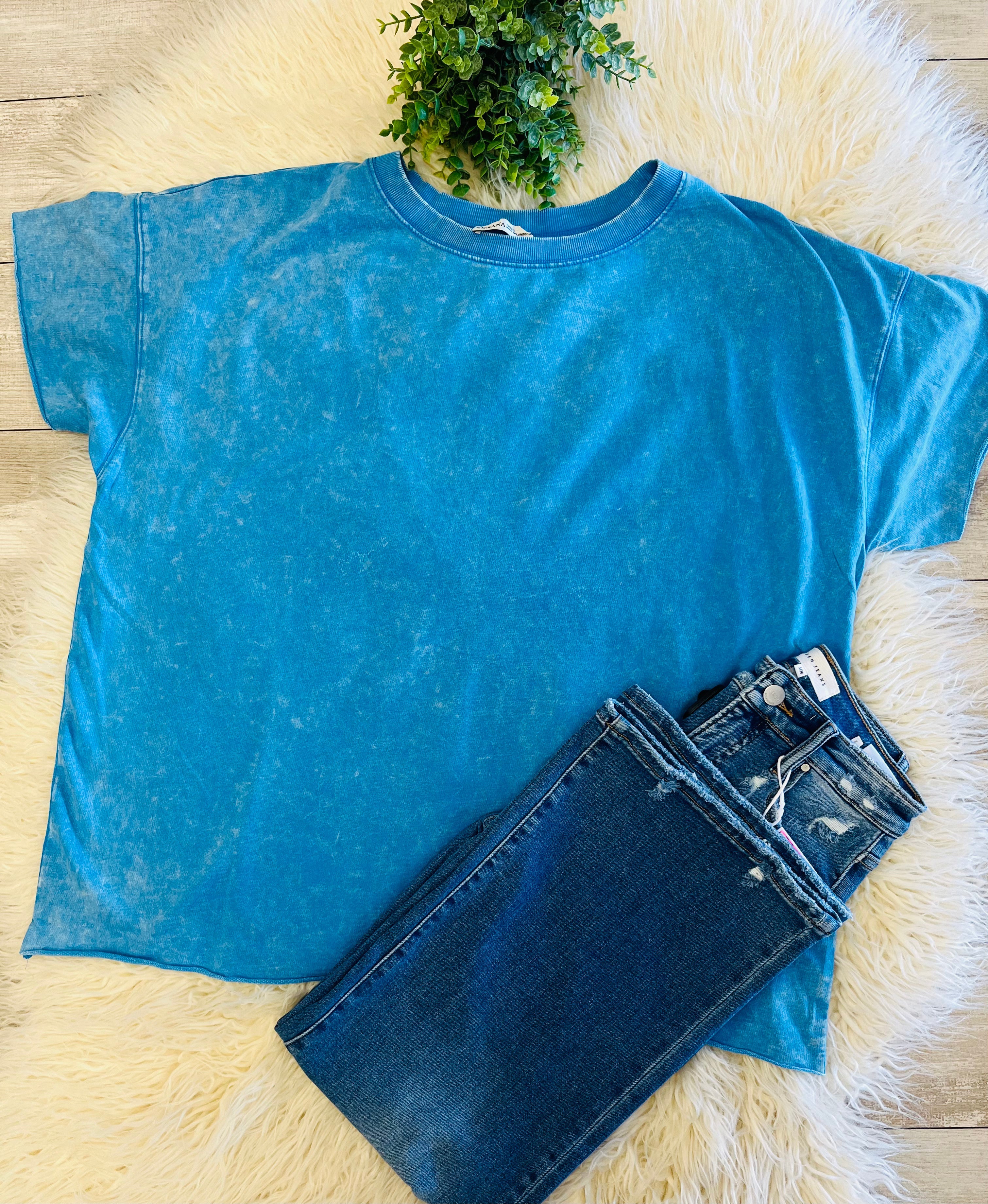 Women’s Zenana Acid-Wash Deep Sky Top Basic