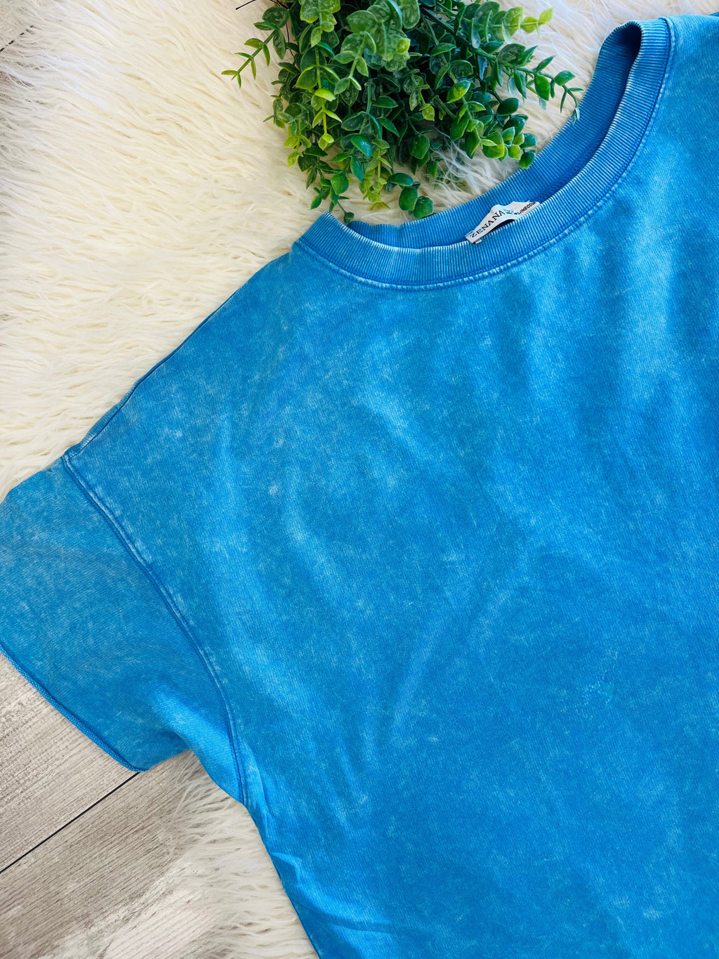 Women’s Zenana Acid-Wash Deep Sky Top Basic