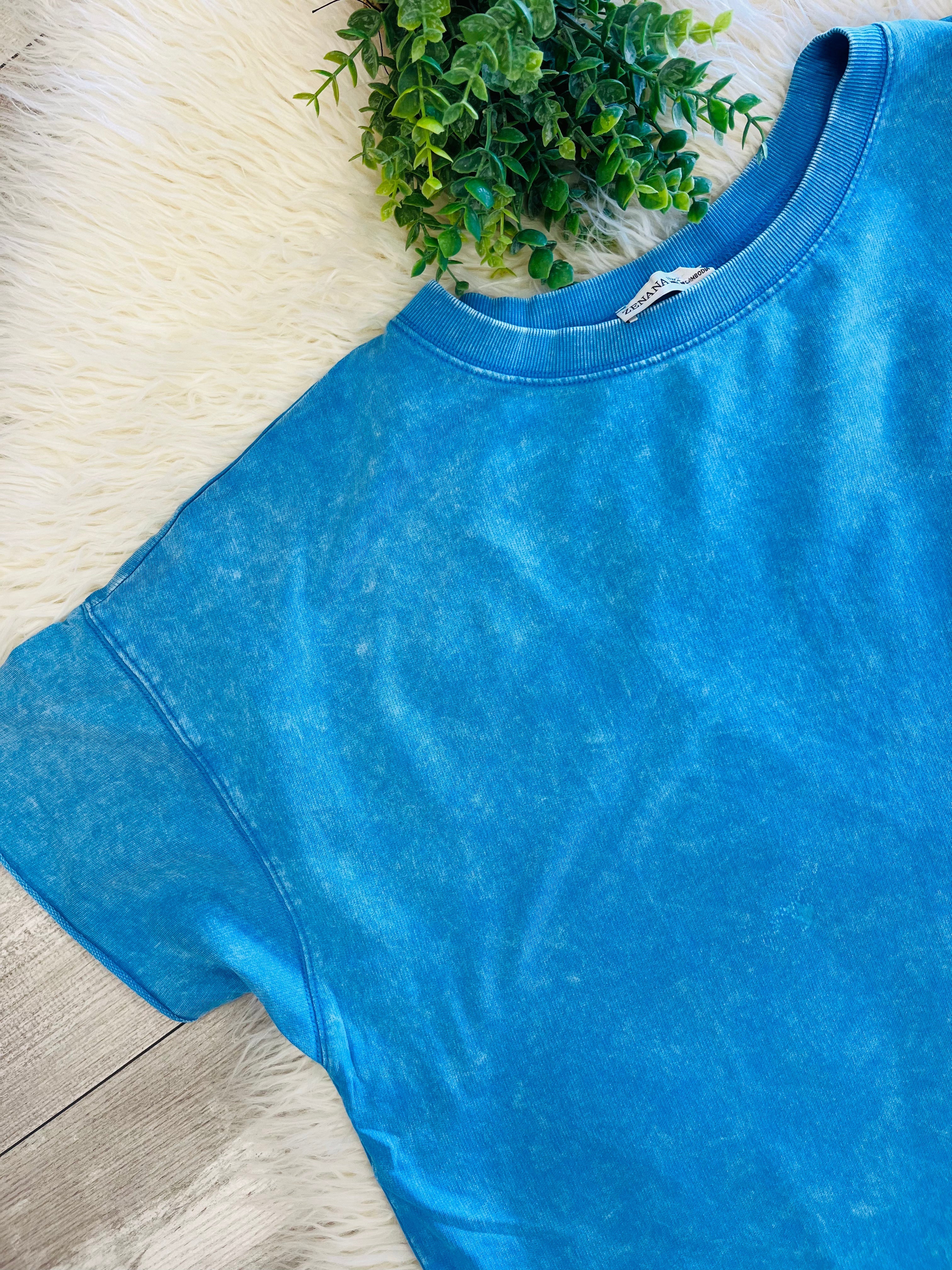 Women’s Zenana Acid-Wash Deep Sky Top Basic