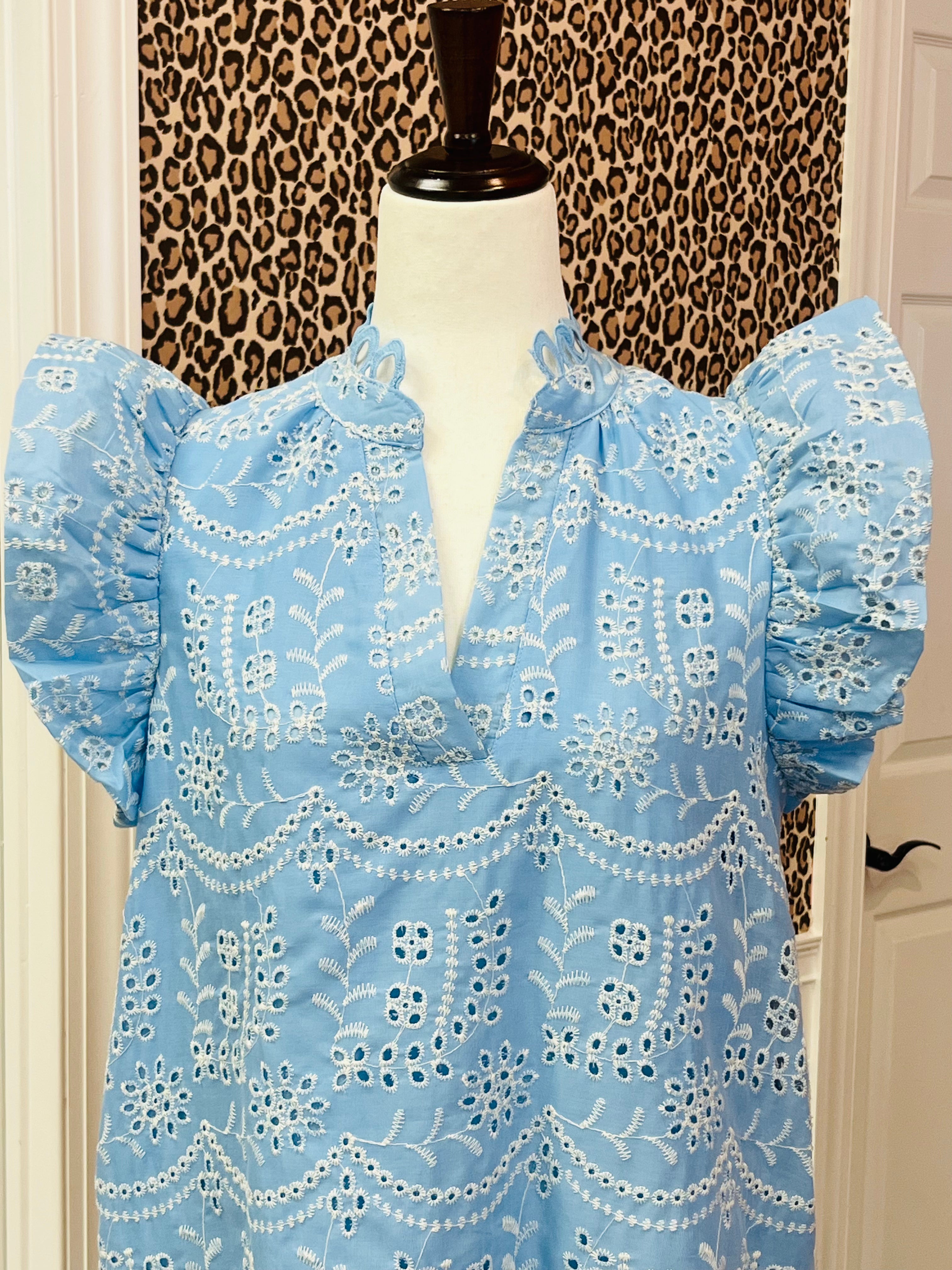 Women’s Gigio Baby Blue Floral Eyelet Dress