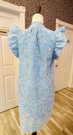 Women’s Gigio Baby Blue Floral Eyelet Dress