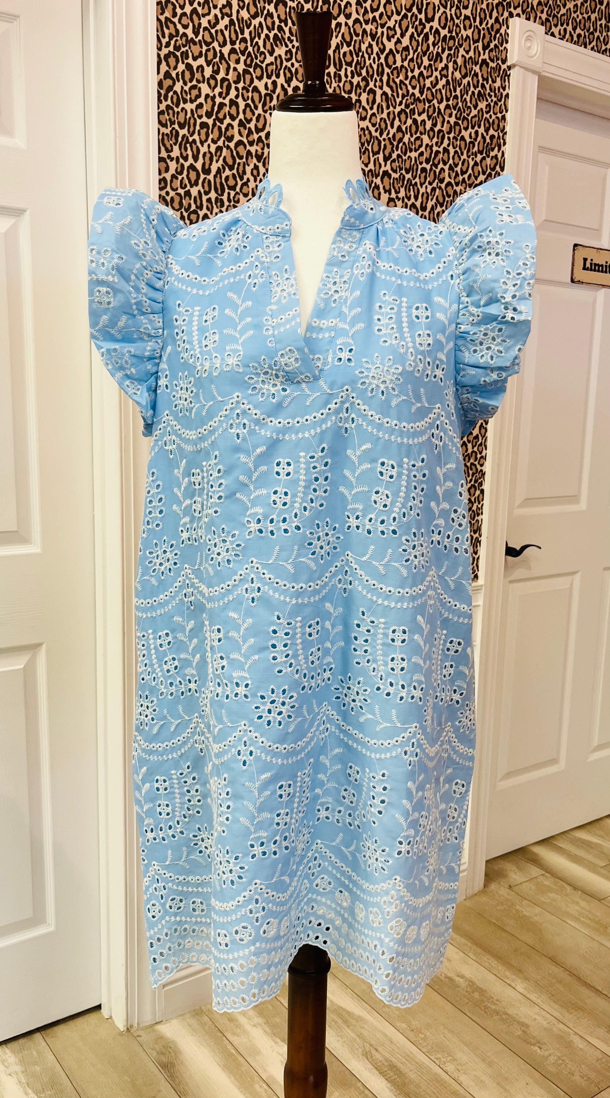 Women’s Gigio Baby Blue Floral Eyelet Dress