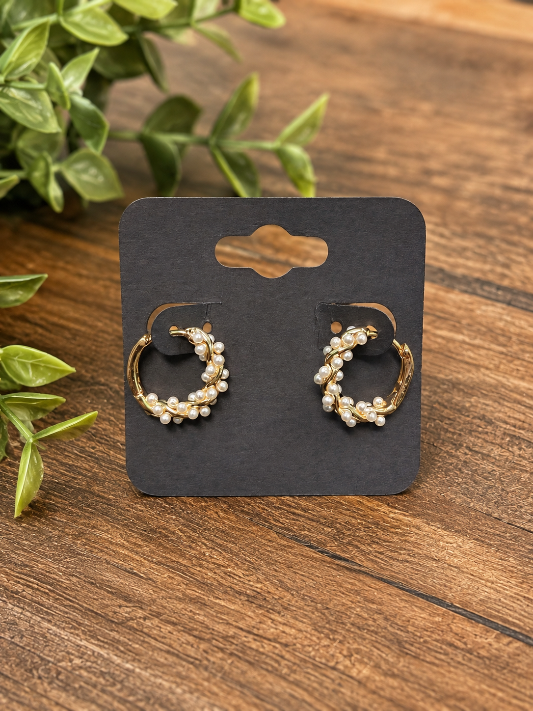 Pearl and Gold Hoops Earrings