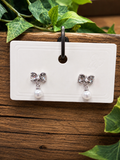 Pearl Bow Charm Earrings