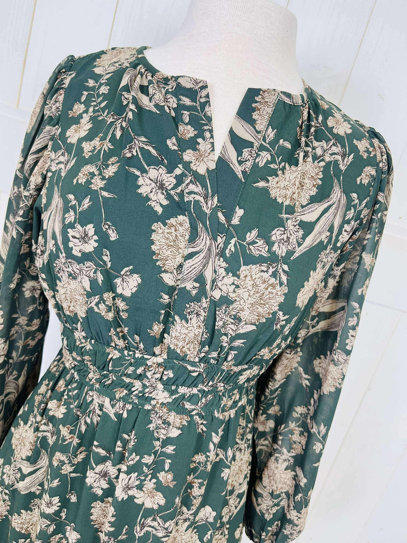 Women’s Hunter Green Floral Maxi