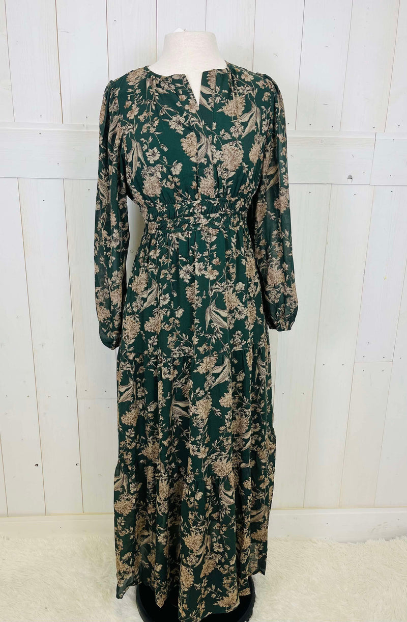 Women’s Hunter Green Floral Maxi