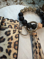 Wristlet ID Badge Pouch Keychain Cheetah Print