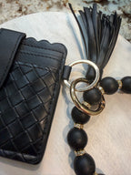 Wristlet ID Badge Pouch Keychain Black