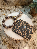 Wristlet ID Badge Pouch Keychain Cheetah