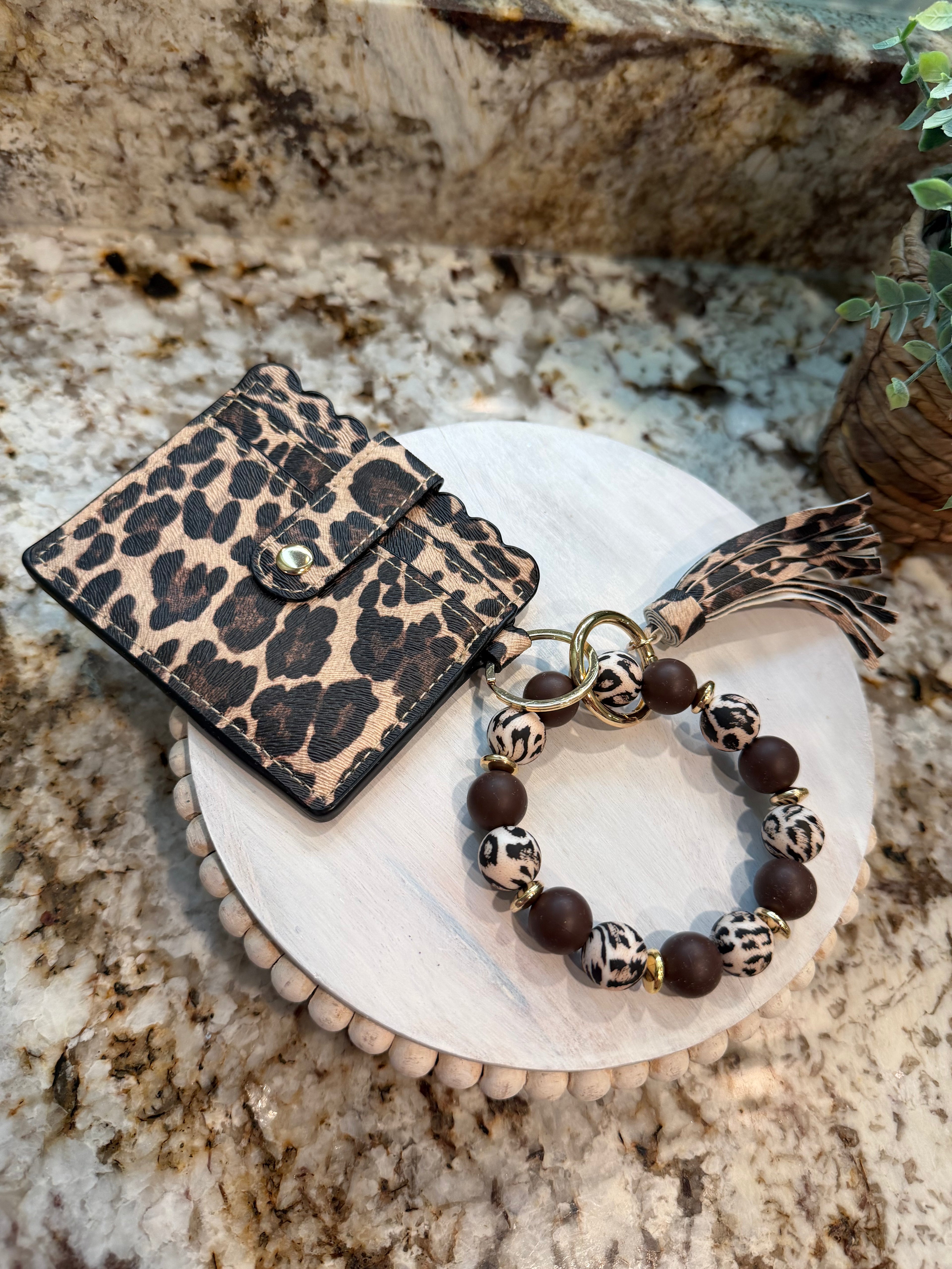 Wristlet ID Badge Pouch Keychain Cheetah