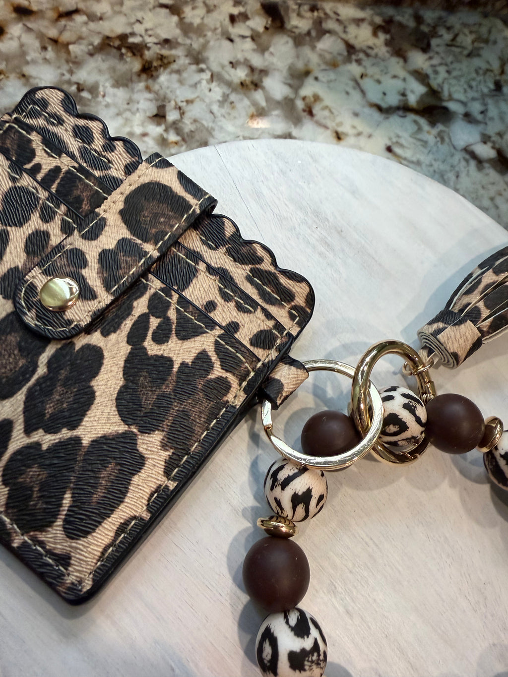 Wristlet ID Badge Pouch Keychain Cheetah