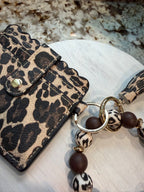 Wristlet ID Badge Pouch Keychain Cheetah