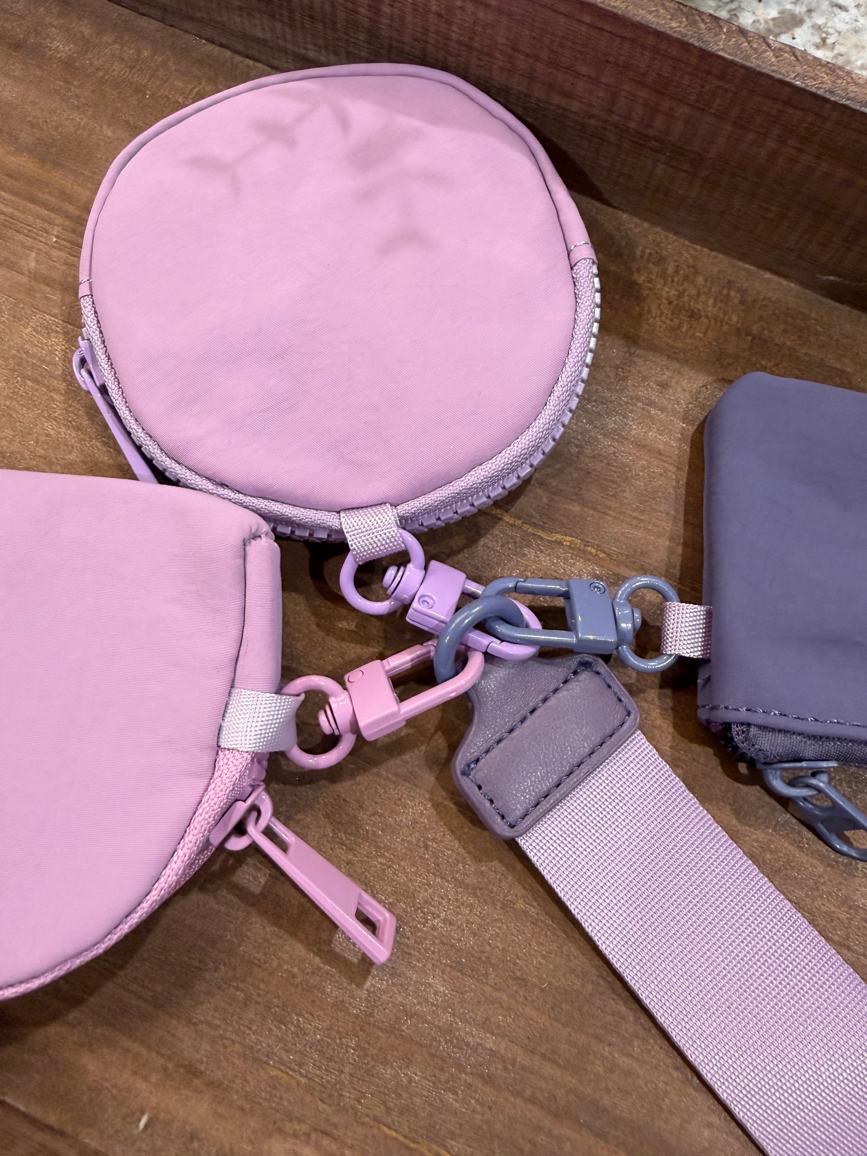 Wristlet 3 Zipper Pouch Keychain Plum