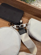 Wristlet 3 Zipper Pouch Keychain Black/Grey