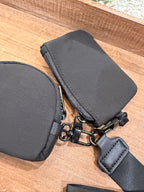 Wristlet 2 Zipper Pouch Keychain Black