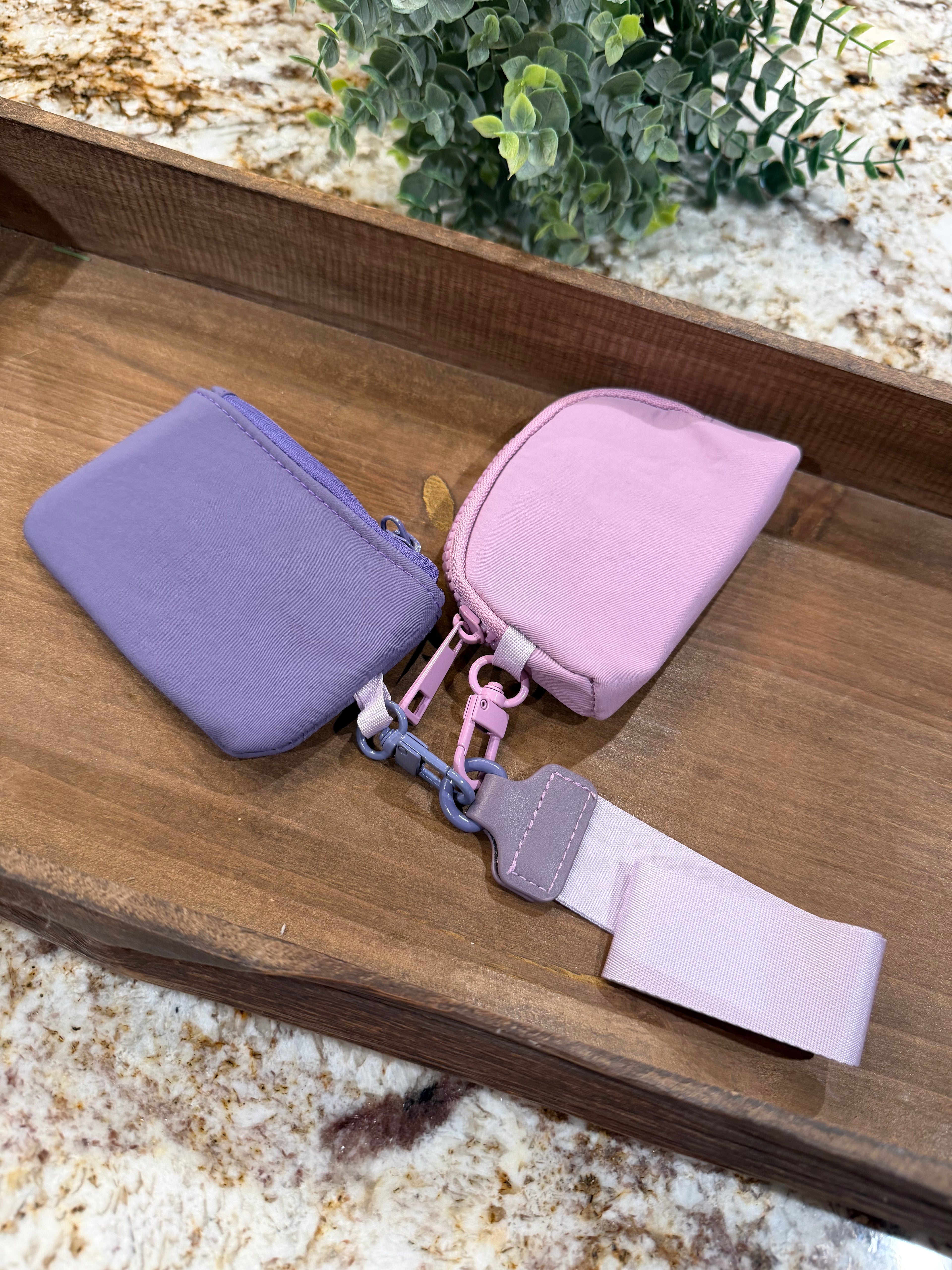 Wristlet 2 Zipper Pouch Keychain Plum