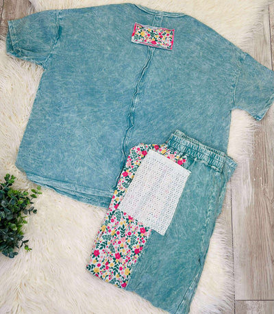 Teal Boho Retro Flower set
