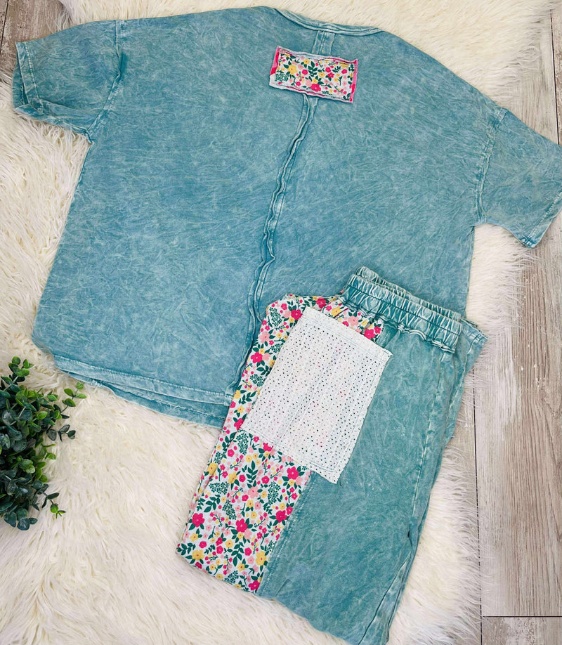 Teal Boho Retro Flower set