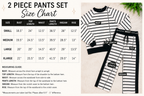 Women’s Evermmee White & Black Long Sleeve Striped Pant Set