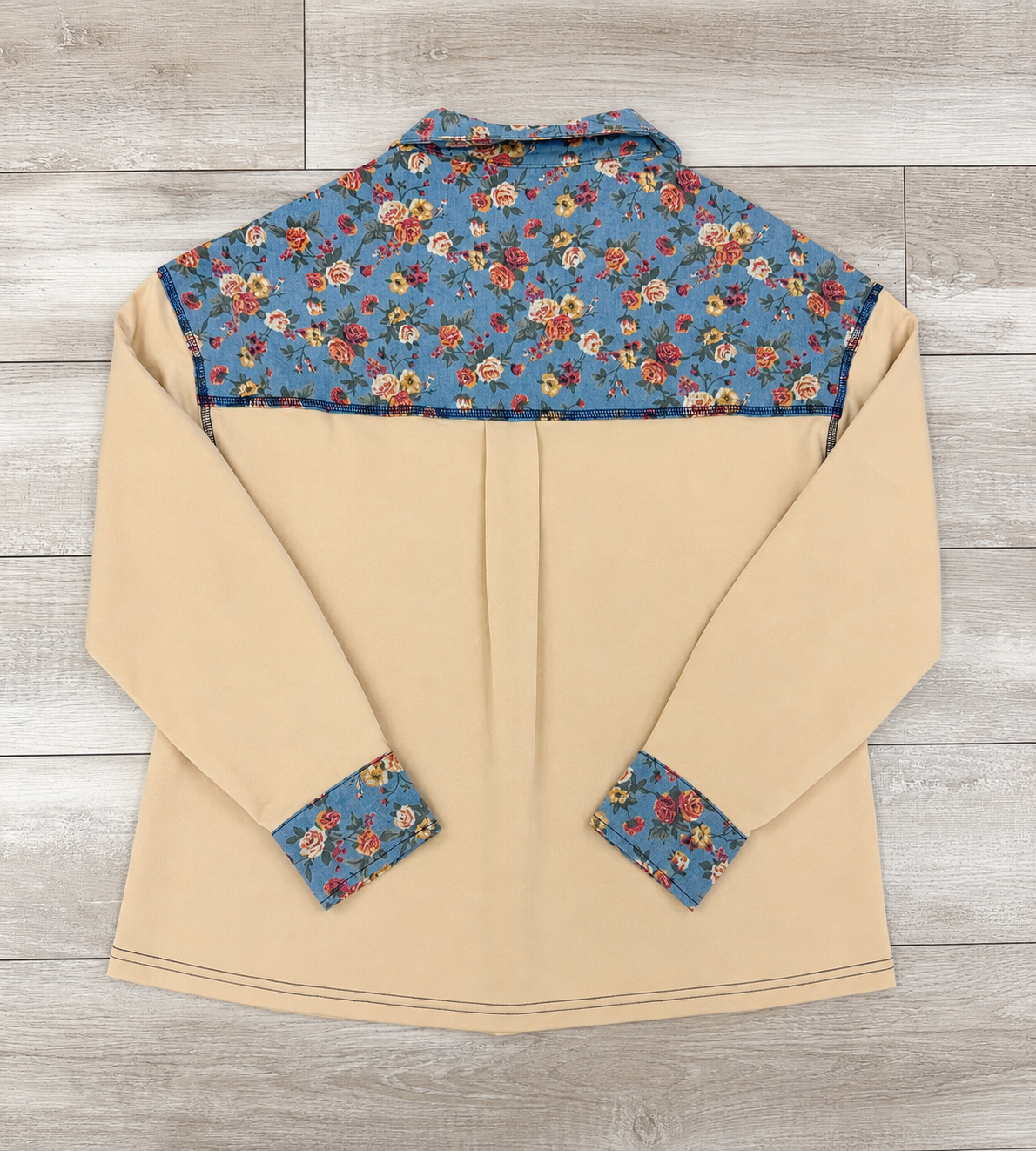 Evermmee Denim Floral Pullover Womens Top