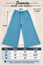 Women’s Petite Curvy Zenana Enzyme Wash Light Blue Wide- Leg Pants