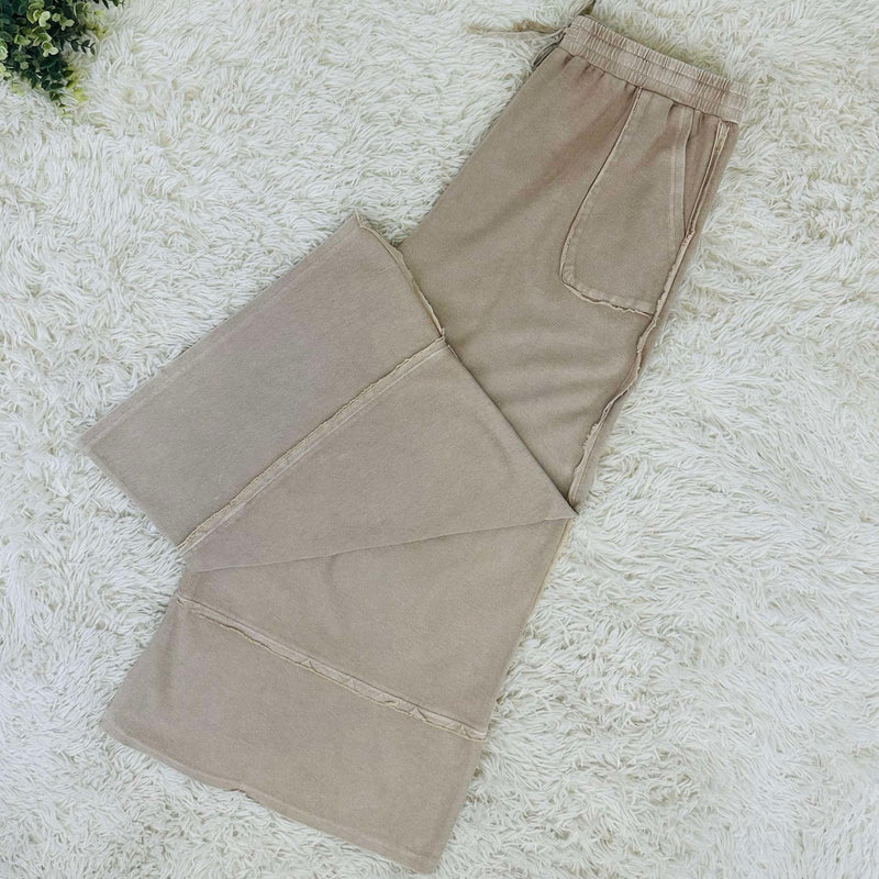 Easel Mushroom Acid Wash Wide leg pants