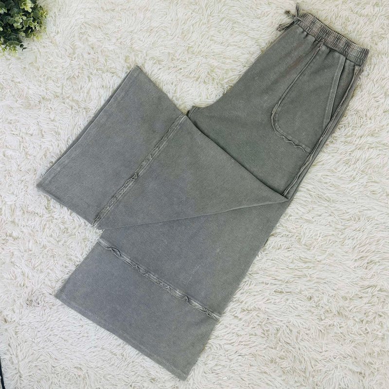 Easel Ash Acid Wash Wide leg pants