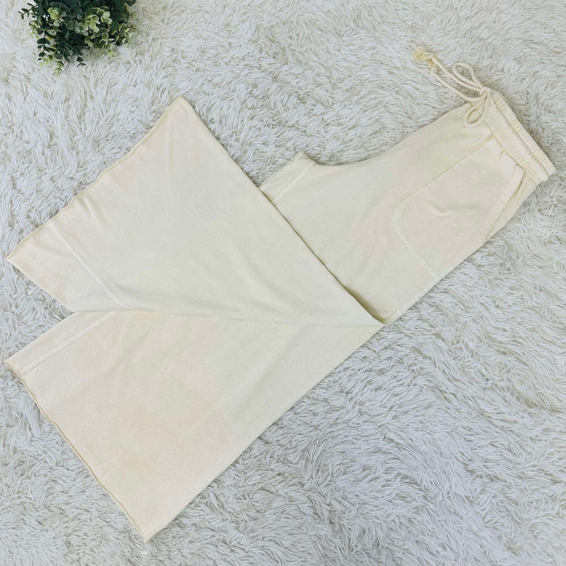 Easel Ecru Acid Wash Wide leg Pants