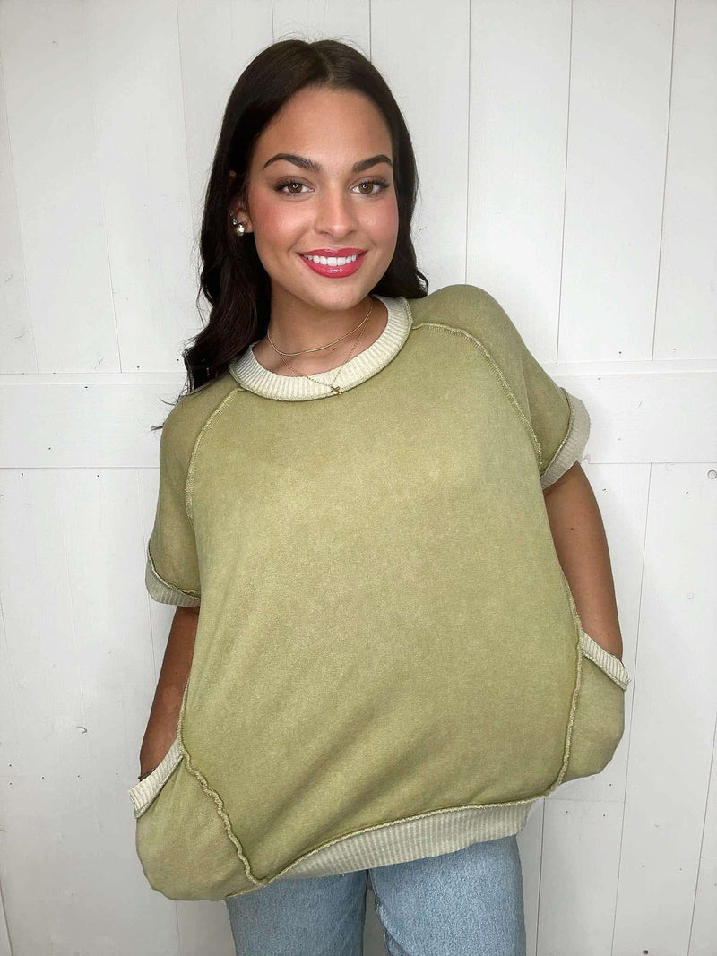 Mineral Washed Oversized Top - Mini Mee Boutique