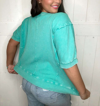 Teal Daisy Patch Top - Mini Mee Boutique