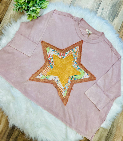 Easel Star Patch Top - Mini Mee Boutique