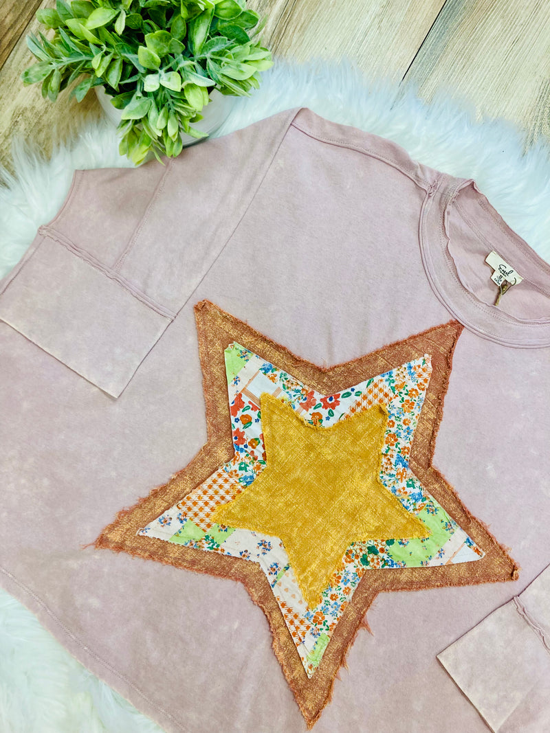 Easel Star Patch Top - Mini Mee Boutique