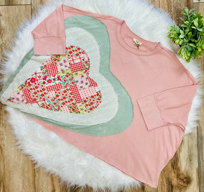 Easel Heart Patch Top - Mini Mee Boutique